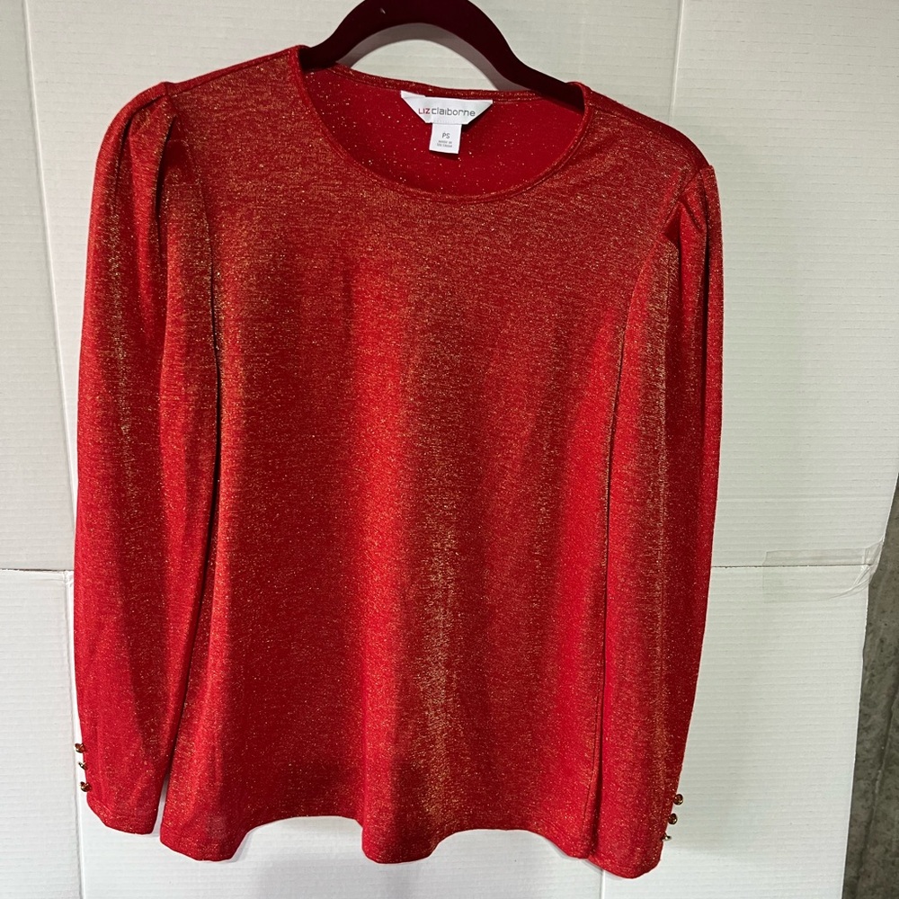 LIZ CLAIBORNE SWEATER WITH GOLD THREADING WOMENS S PETITE PREOWNED